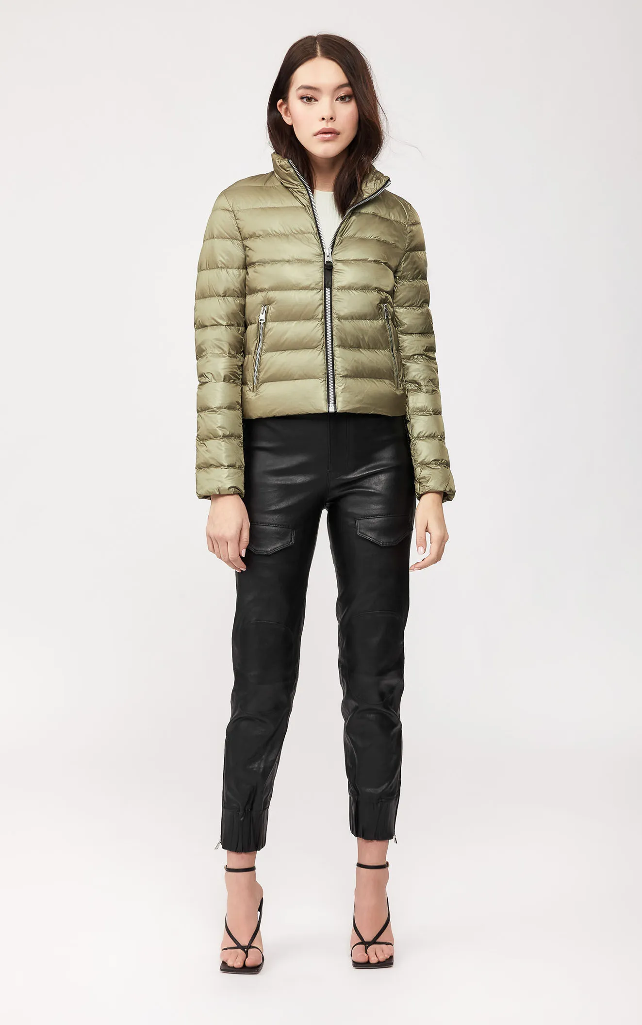 Women's Utility Puffer Jacket - Multi-Pocket Down Coat Military Green Five Oceans Garment Women's Utility Puffer Jacket - Multi-Pocket Down Coat Military Green - Image 3